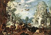 Roelant Savery Landscape with Wild Beasts oil on canvas